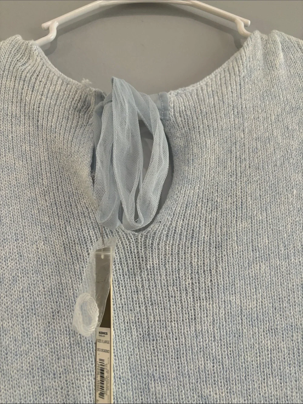 LC Lauren Conrad Pale Blue V-Neck Pleated Hem Sweater